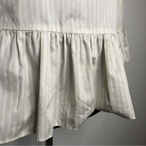 Tyler Boe tan and white striped ruffle pleated hem sleeve top size Medium - Picture 5 of 15